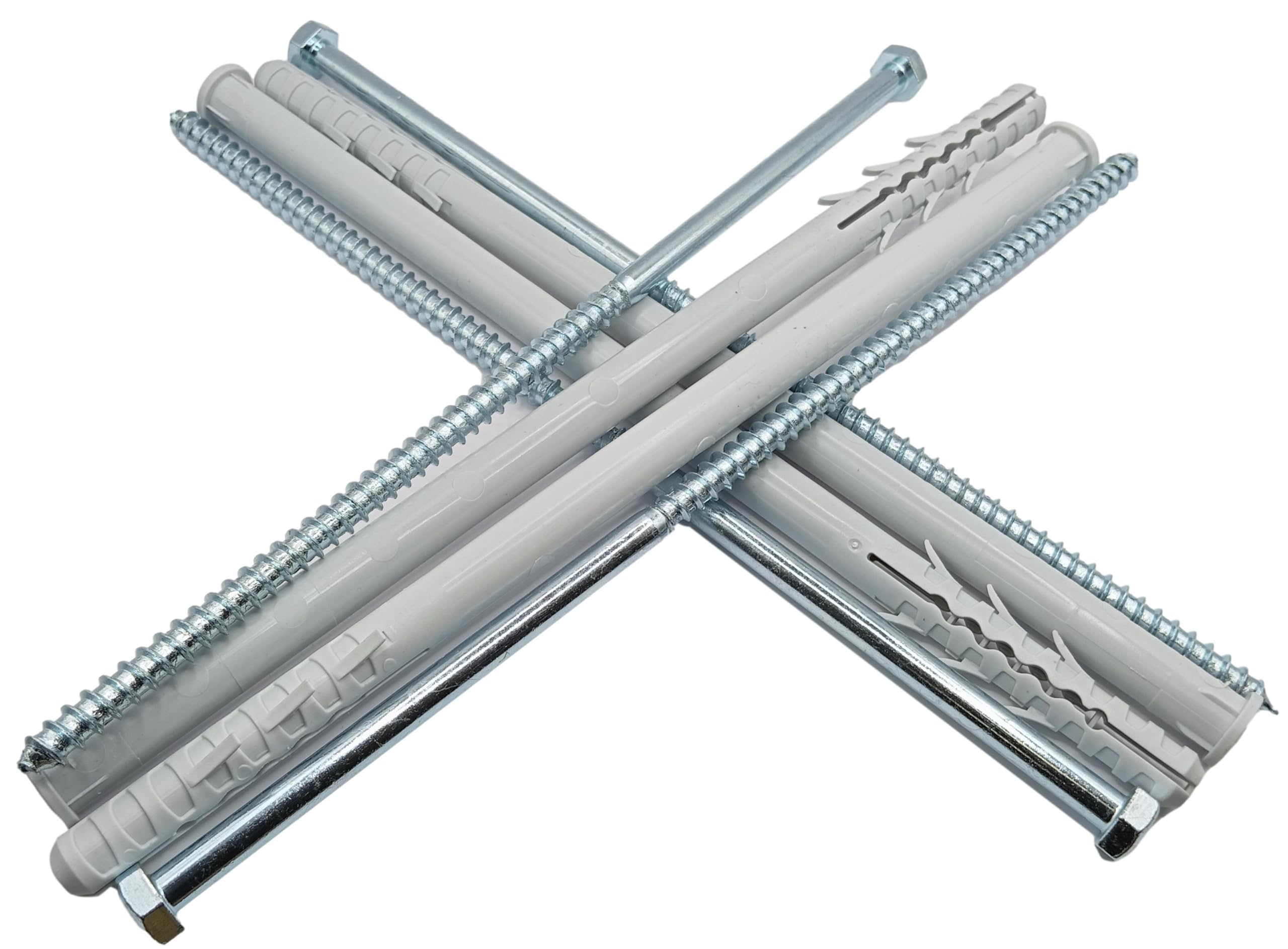 HAFD 10" Heavy Duty Wall Anchor for Coach Screws 8x260mm with 12x260mm Plastic Plugs, Strong Fixings for Brick Concrete