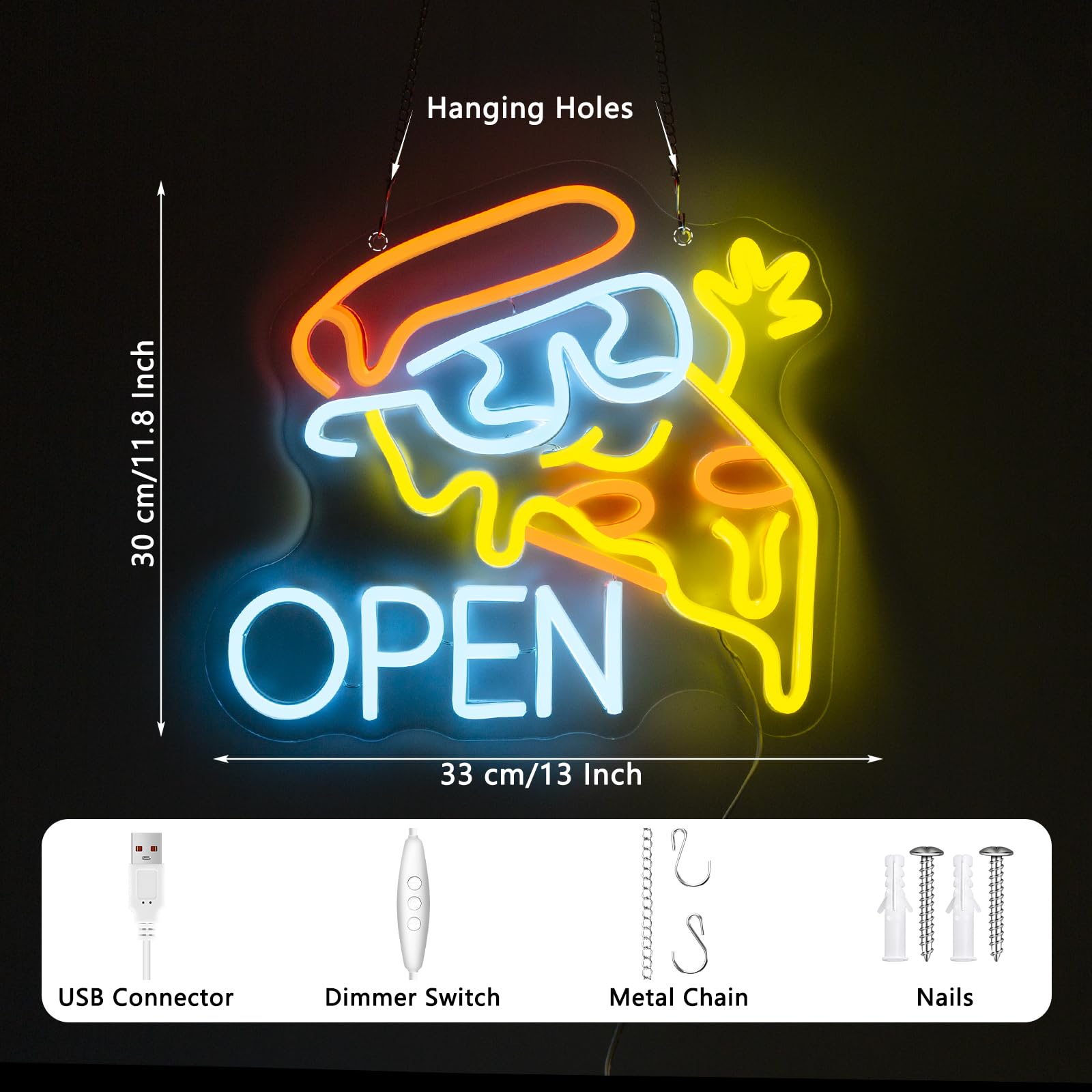 YSUIEC Pizza Open Neon Sign - Image 2