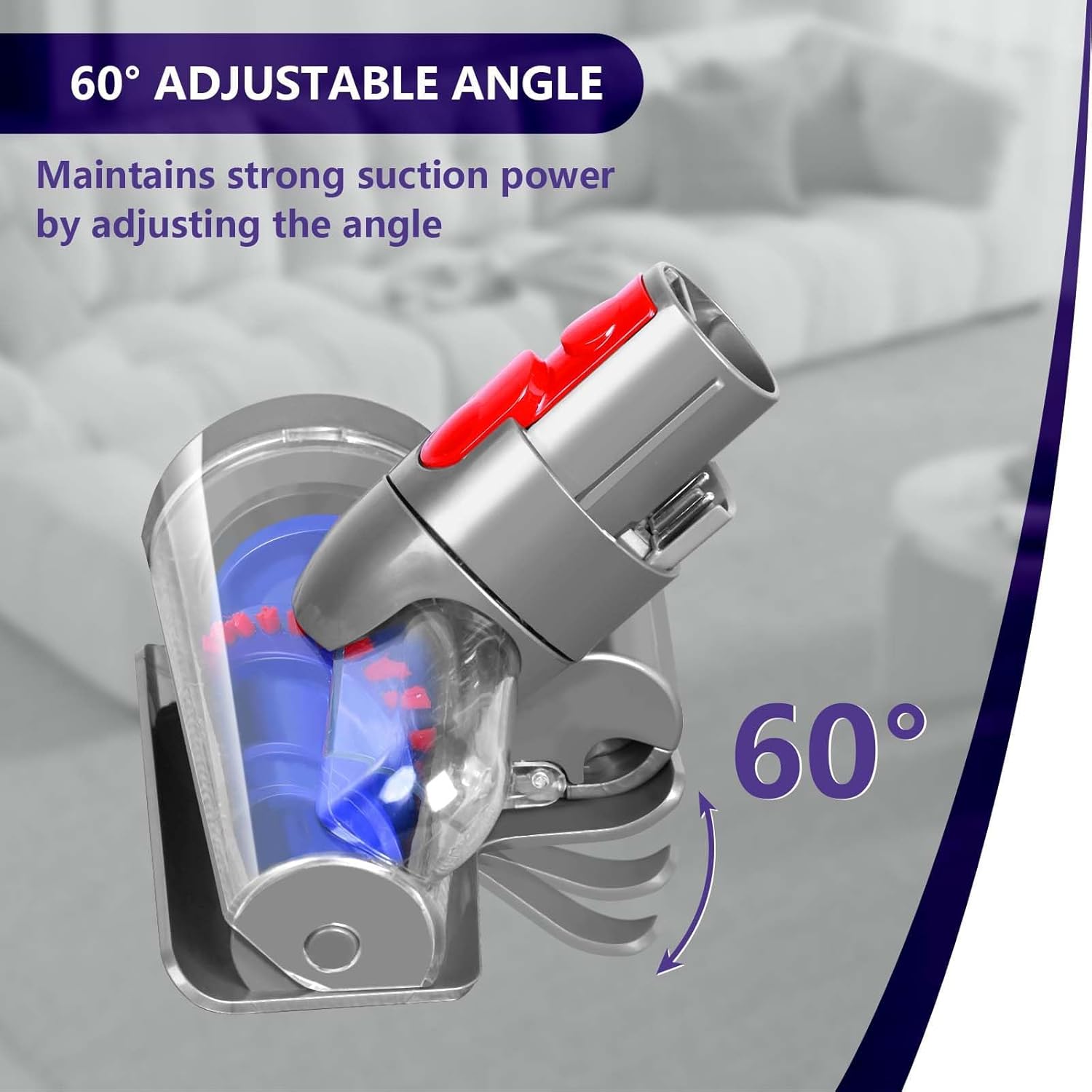 Mini Motorized Tool Brush Head Compatible with Dyson V7 V8 V10 V11 V15 Vacuum Cleaners Replacement Part SV10 SV11 SV12 SV14 Attachment, Anti-Tangle High Torque Tool for Removal Pet Hair and Long Hair