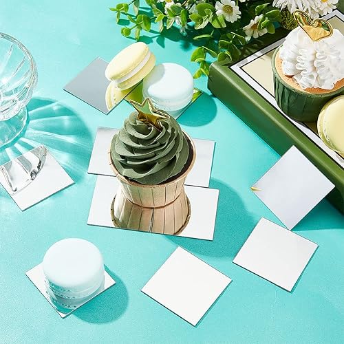 Miniatura 2 de PH PandaHall 50 mini azulejos de espejo de 2 pulgadas, adhesivo de espejo cuadrado acrílico, azulejos de mosaico de espejo cuadrado pequeño,