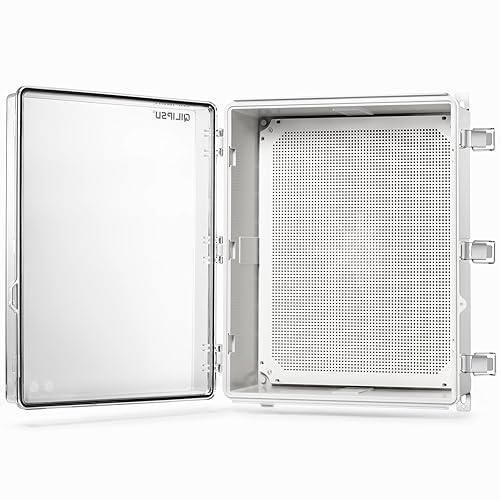 QILIPSU - Caja de conexiones de acero inoxidable con tapa transparente, bisagras y placa de montaje, universal, impermeable IP67, plástico ABS,