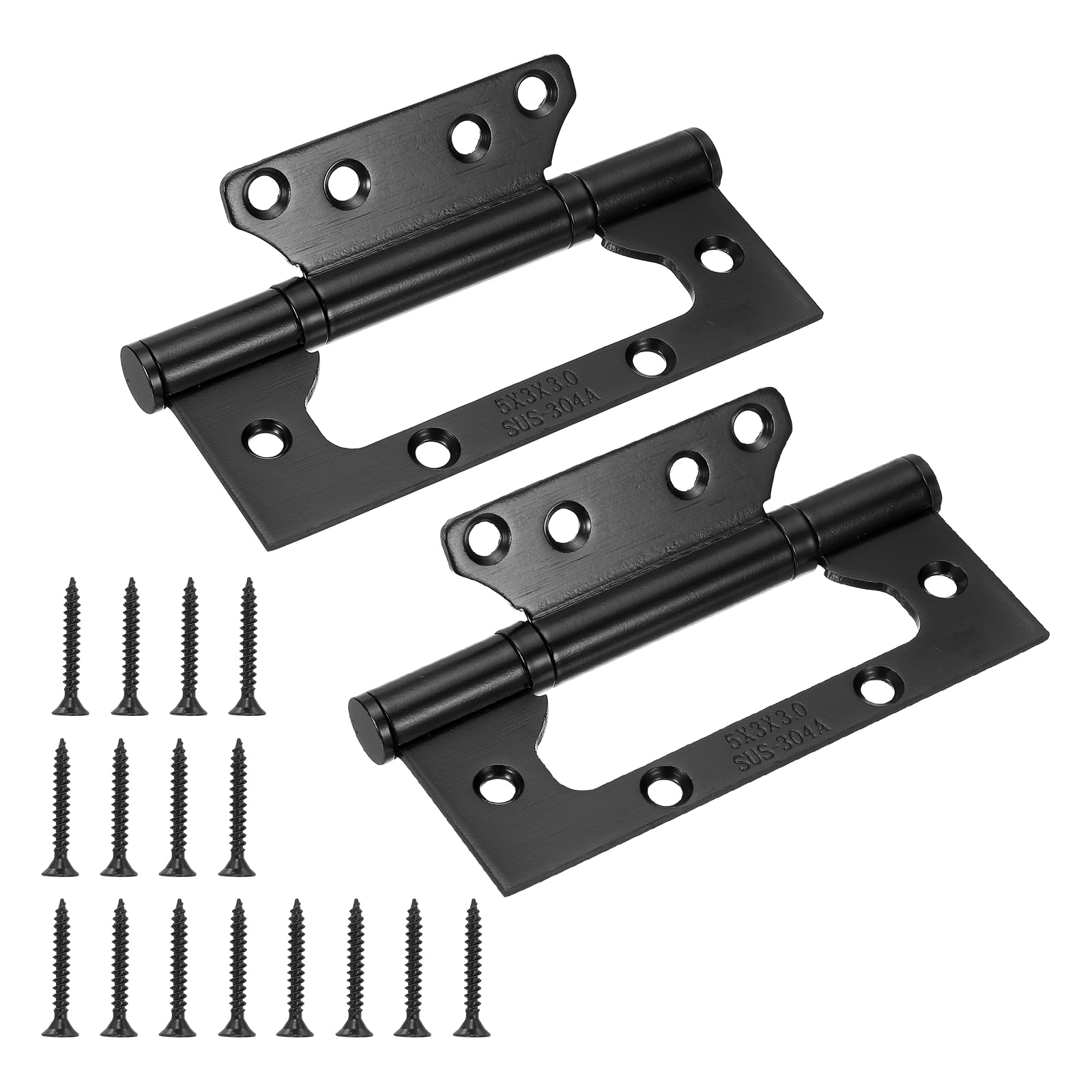 sourcing map 2Pcs Non Mortise Door Hinges, 5" x 2.2" Stainless Steel Hinges with Mounting Screws, Ball Bearing Door Hinges for Interior and Exterior Doors, Wood and Metal Doors, Satin Black