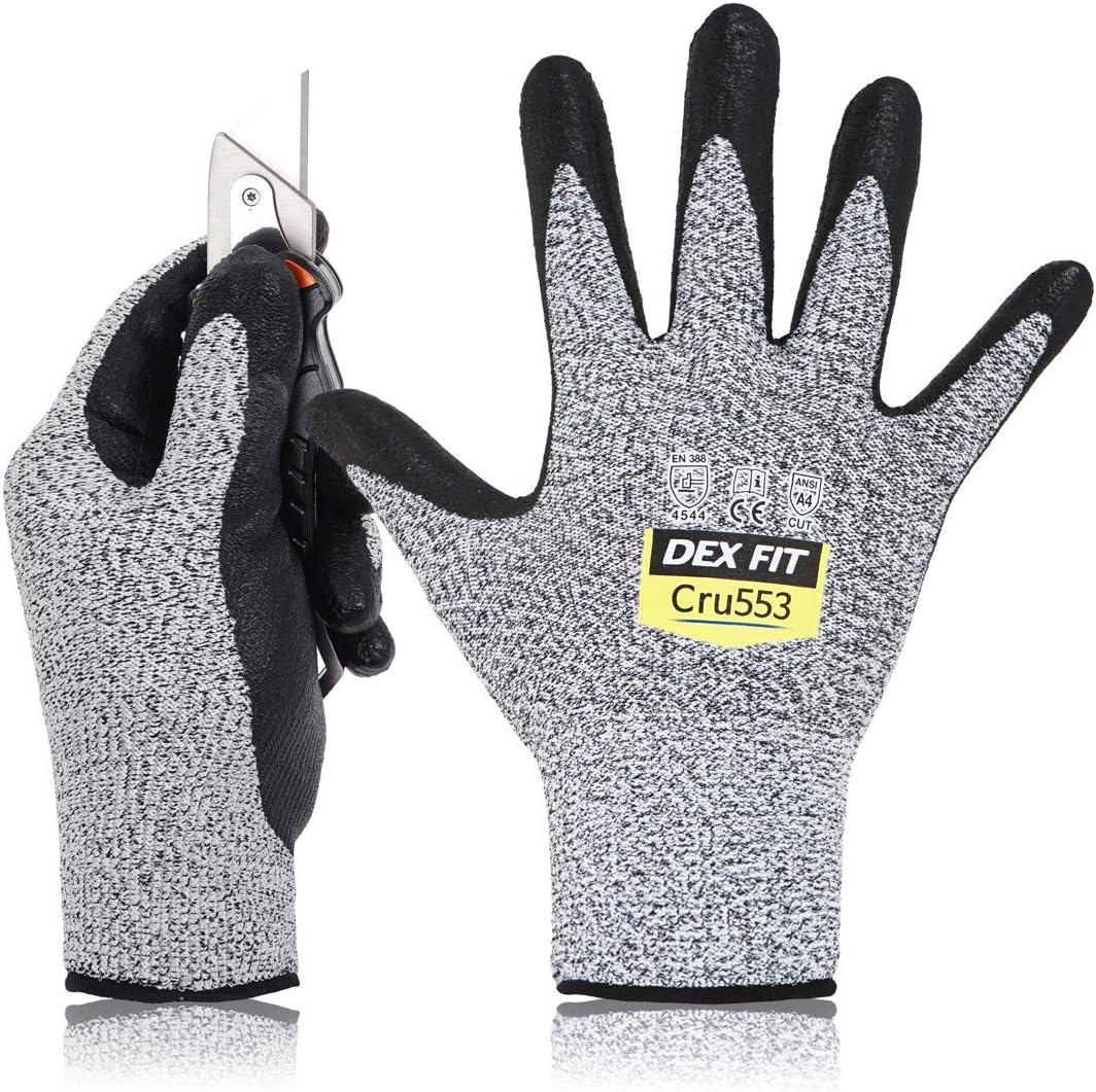 DEX FIT Level 5 Cut Resistant Gloves Cru553, Fit, Firm Grip, Thin & Lightweight DEX FIT Level 5 Cut Resistant Gloves Cru553, Fit, Firm Grip, Thin & Lightweight