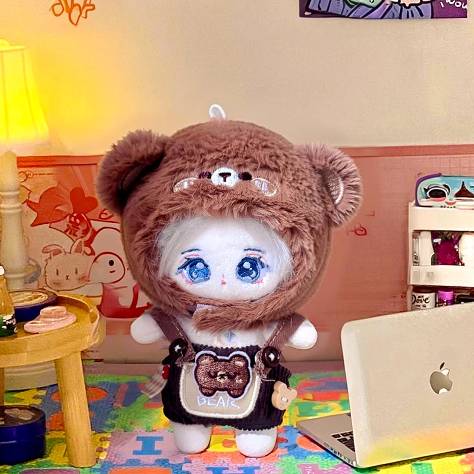 CALEMBOU Plush Doll Clothes, 4 Inches Cute Animal Series Plush Doll Clothes for 10cm Plush Doll, Kawaii Doll Clothes Accessories Set for Birthday Gifts (Brown Bear Set)