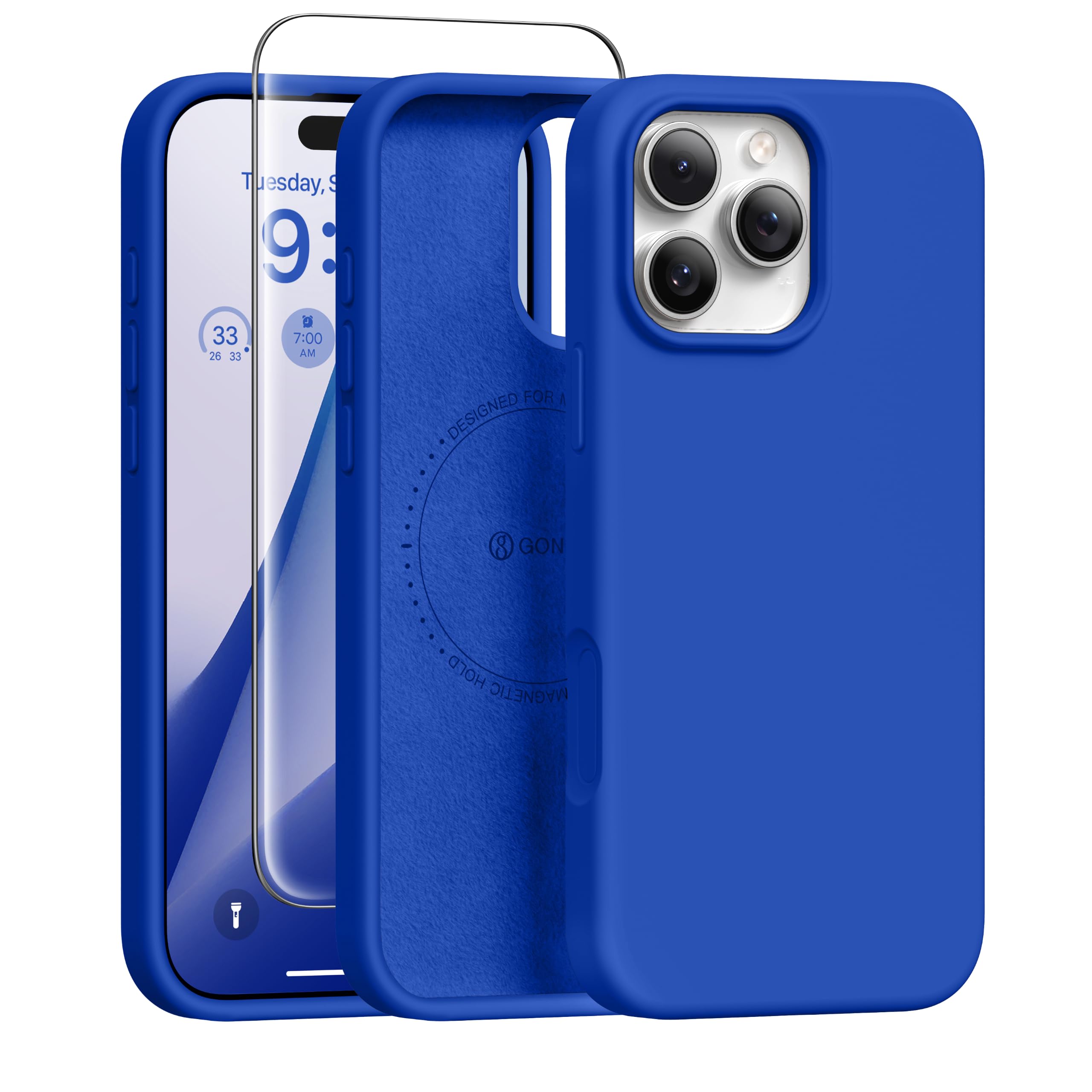 GONEZ Magnetic for iPhone 16 Pro Max Case, Silicone Cover Klein Blue