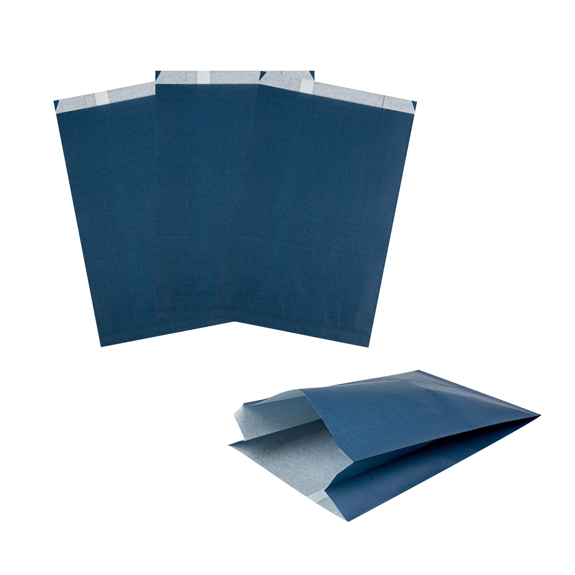 Restaurantware Bag Tek 7.1 x 3 x 11 Inch Paper Bags For Snacks 100 Durable French Fry Bags - Disposable Greaseproof Paper Midnight Blue Snack Bags For Popcorn Cookies Or Fries