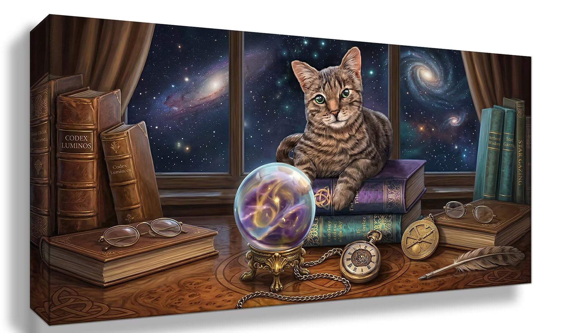 Diamond Painting Sternenhimmel Diamant Painting Bilder, 5D Zauberkatze Eckige Steine Full Drill DIY Set Erwachsene Kreatives für Erwachsene Mosaik Bastelset für Home Decor Wand Deko, 100x200cm,Cod-888