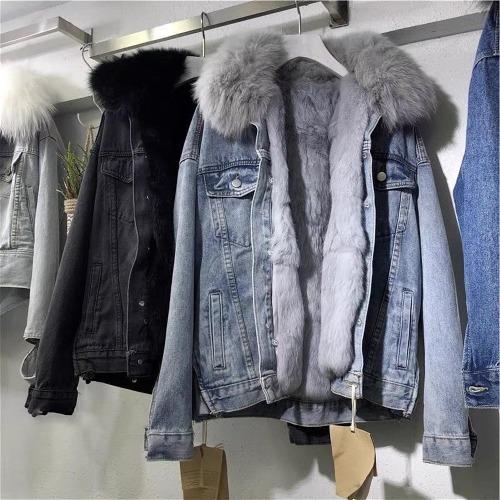 Generisch Abrigos De Invierno Para Mujeres: Chaqueta Vaquera Gruesa, Chaqueta Polar Otoño, Chaqueta Vaquera Con Forro Caliente Con Forro Polar Sherpa