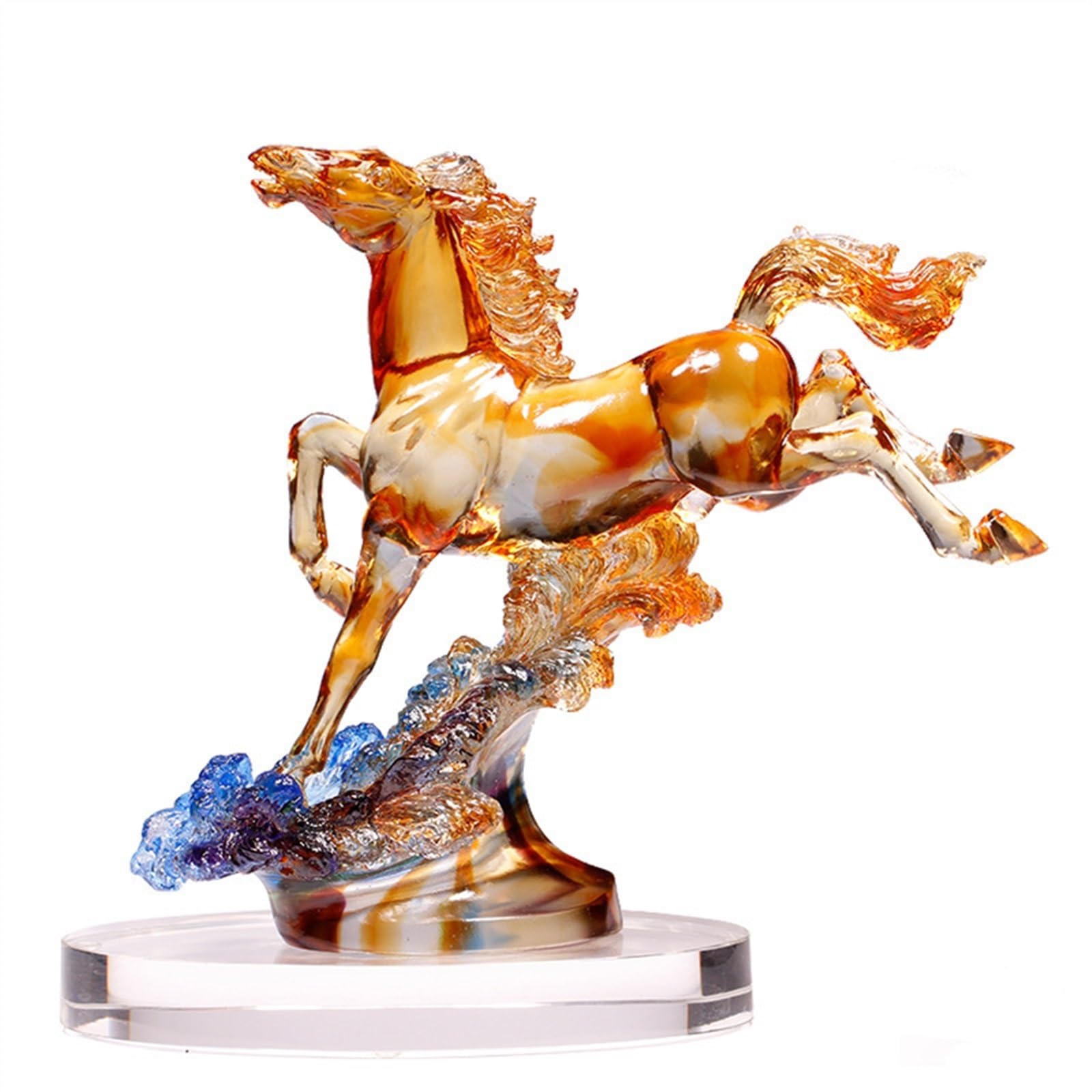 Dekoracja pulpitu Ozdoby Fengshui statua konia figurka kolorowa glazura zwierzęta zodiaku wystrój bogactwo sukces rzeźba dekoracja prezent biznesowy Rzeźby ozdobne