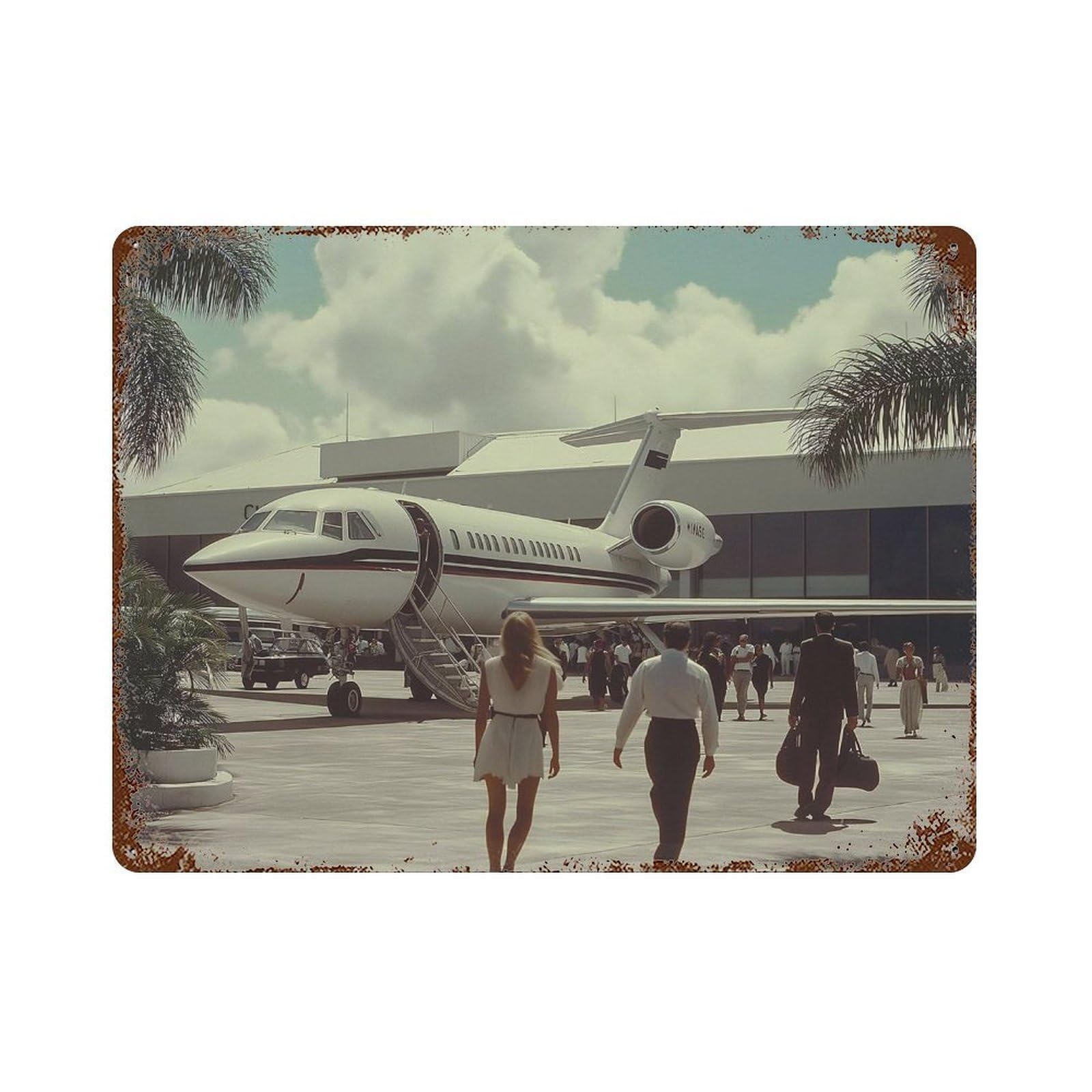 xiaoxiaoshen Jet at Airport, Photography Prints Wall Decor Art Metal Tin Poster Modern Home Decor Art Home Bar Shop Decorations Vintage Sign 30x40cm