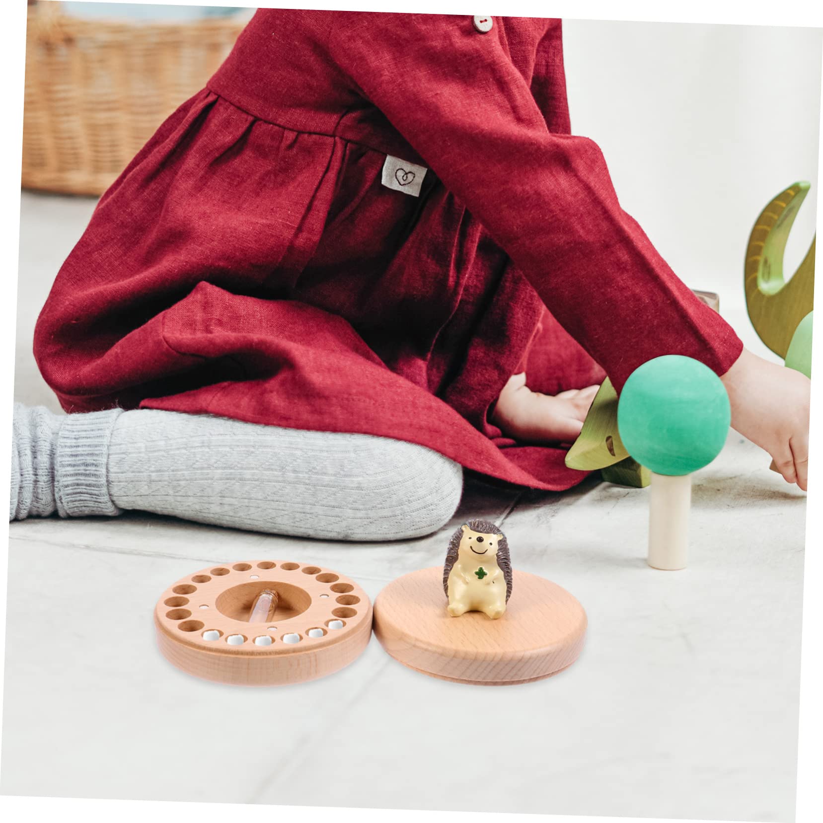 Toddmomy Baby Tooth Holder Deciduous Tooth Box Wooden Boys and Girls Storage Box