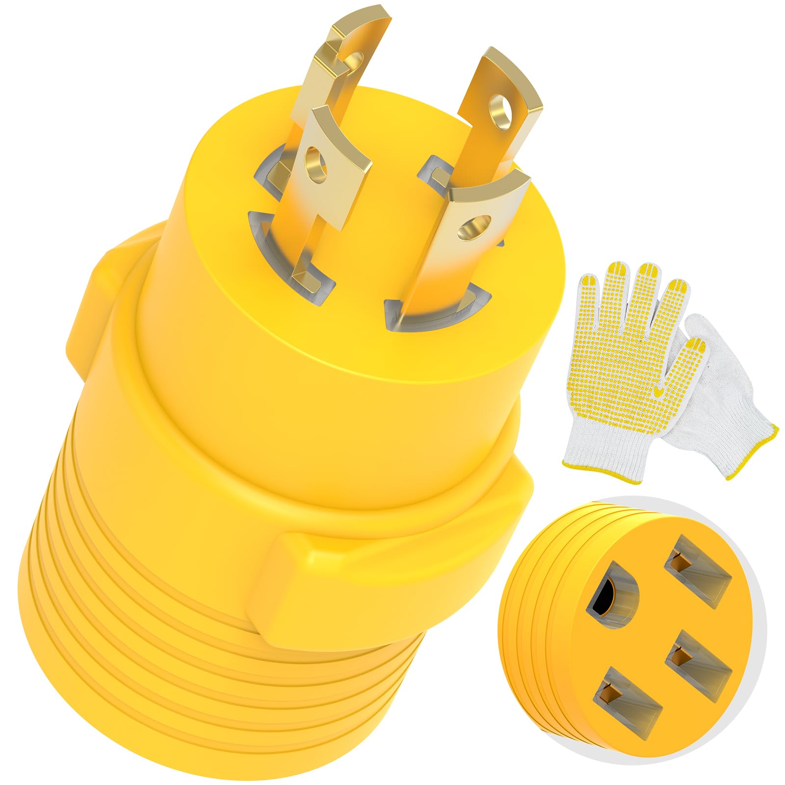 NEMA L14-30P to 14-50R RV Generator Adapter，4 Prong 30A to RV/EV 4 Prong 50A Twist Lock Power Converter for RV, Trailer, Camper, EV, and Tesla Level 2