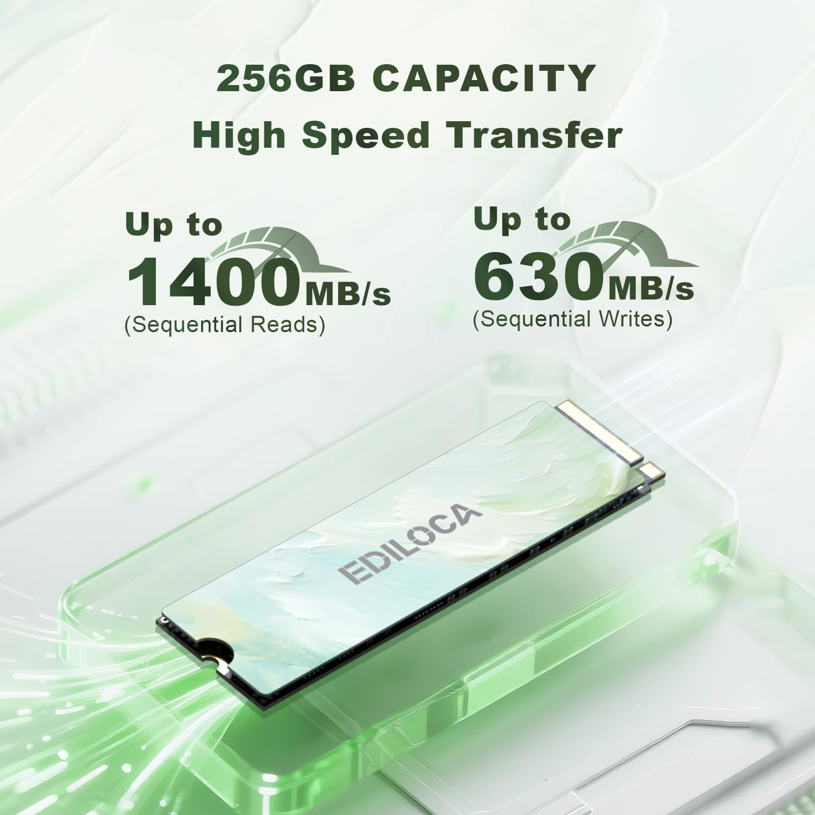 Ediloca 256GB NVMe M.2 SSD PCIe Gen 3x4, Up to 3000MB/s Read, M.2 2280 Internal Solid State Drive, Dynamic SLC Cache, Compatible with PC, Desktop and Laptops(EN680E)