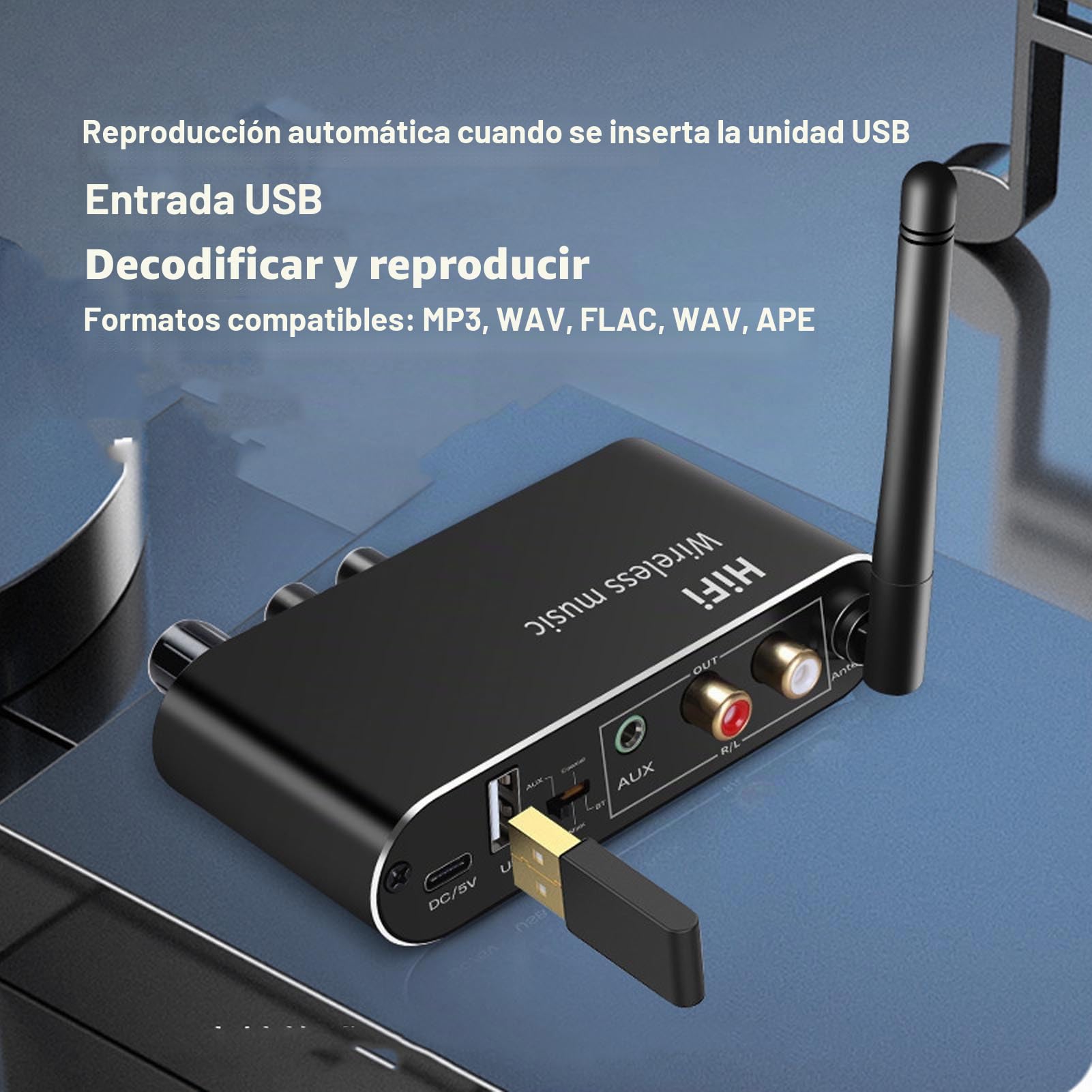 SENECESLI Convertidor de Audio Digital a Analógico con Transmisor Receptor Bluetooth 5.1 DAC Adaptador de Audio Coaxial Digital óptico a de 3,5 Mm para Altavoces Estéreo Audio en el