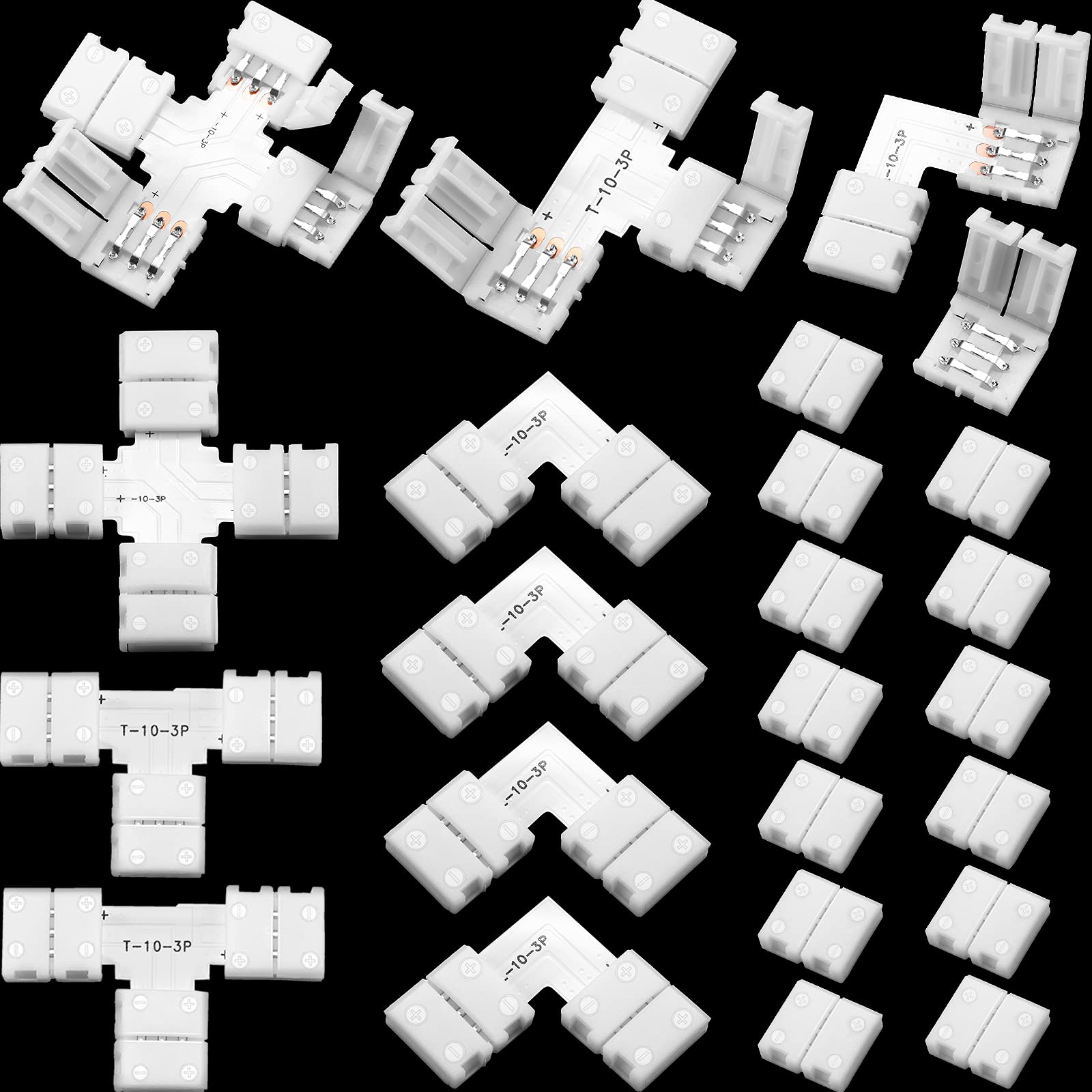 Buy 24 Pieces 3 Pin LED Strip Connector Kit Including 10 mm L Shape LED