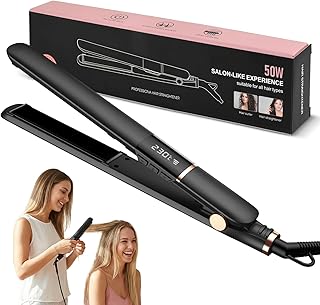 Plancha de Pelo 2 en 1 Alisa y Riza, Plancha Pelo con Placas de Cerámica Flotantes Extralargas, Pantalla LCD, 5 Ajustes de Temperatura 150–230 °C, Calentamiento Rápido 10 s, Voltaje Universal