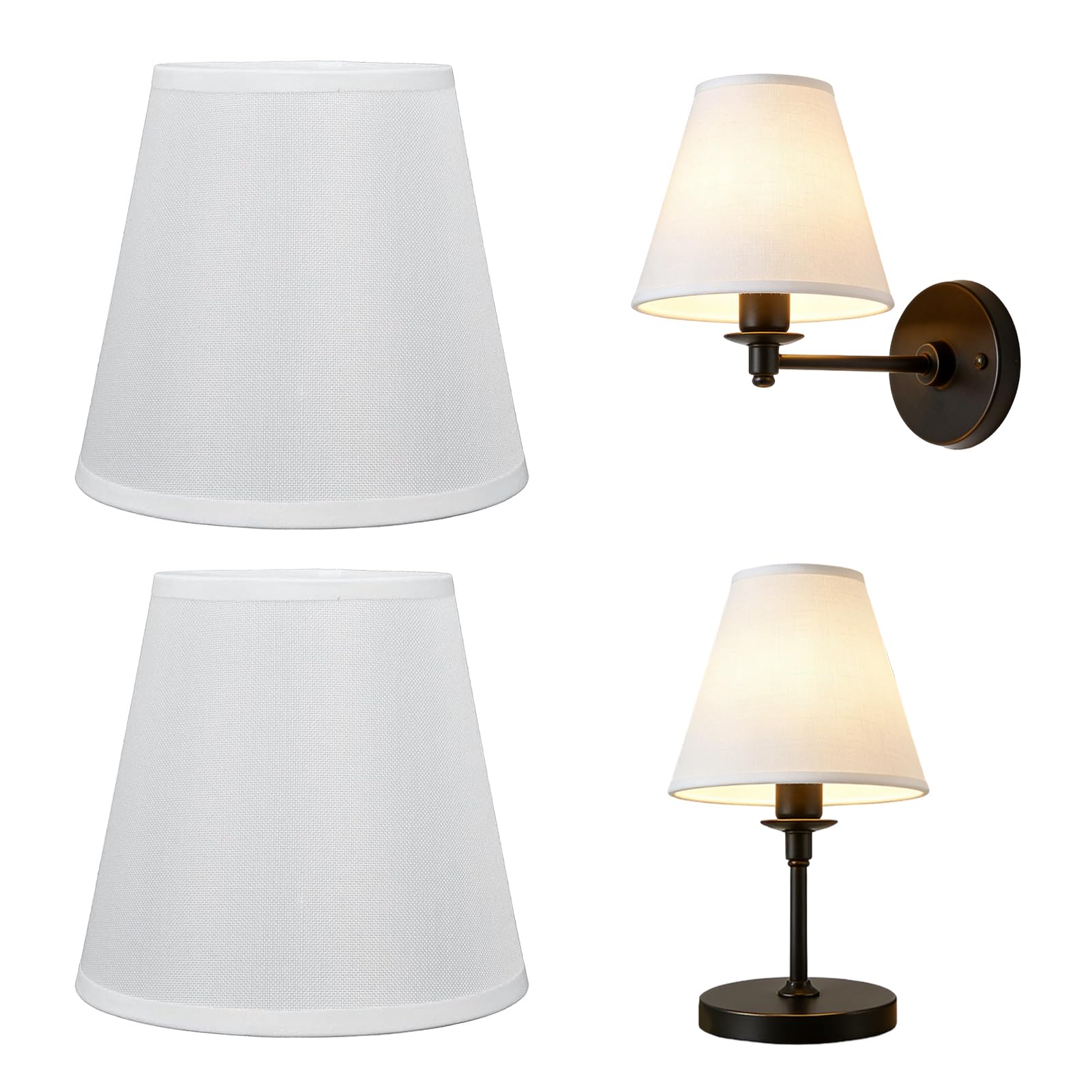 2 Paralumi In Tessuto Nero Per Lampade E14: Coprilampada Da Tavolo E Terra, Diffusione Ottimale Della Luce, Facili Da Installare, Decorazione Interni