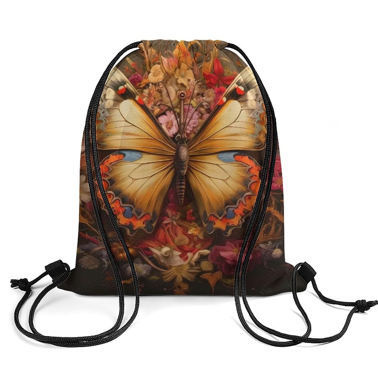 Butterfly Drawstring Backpack Durable Sport Gym Bags Daypack for Men Women 35 * 42cm