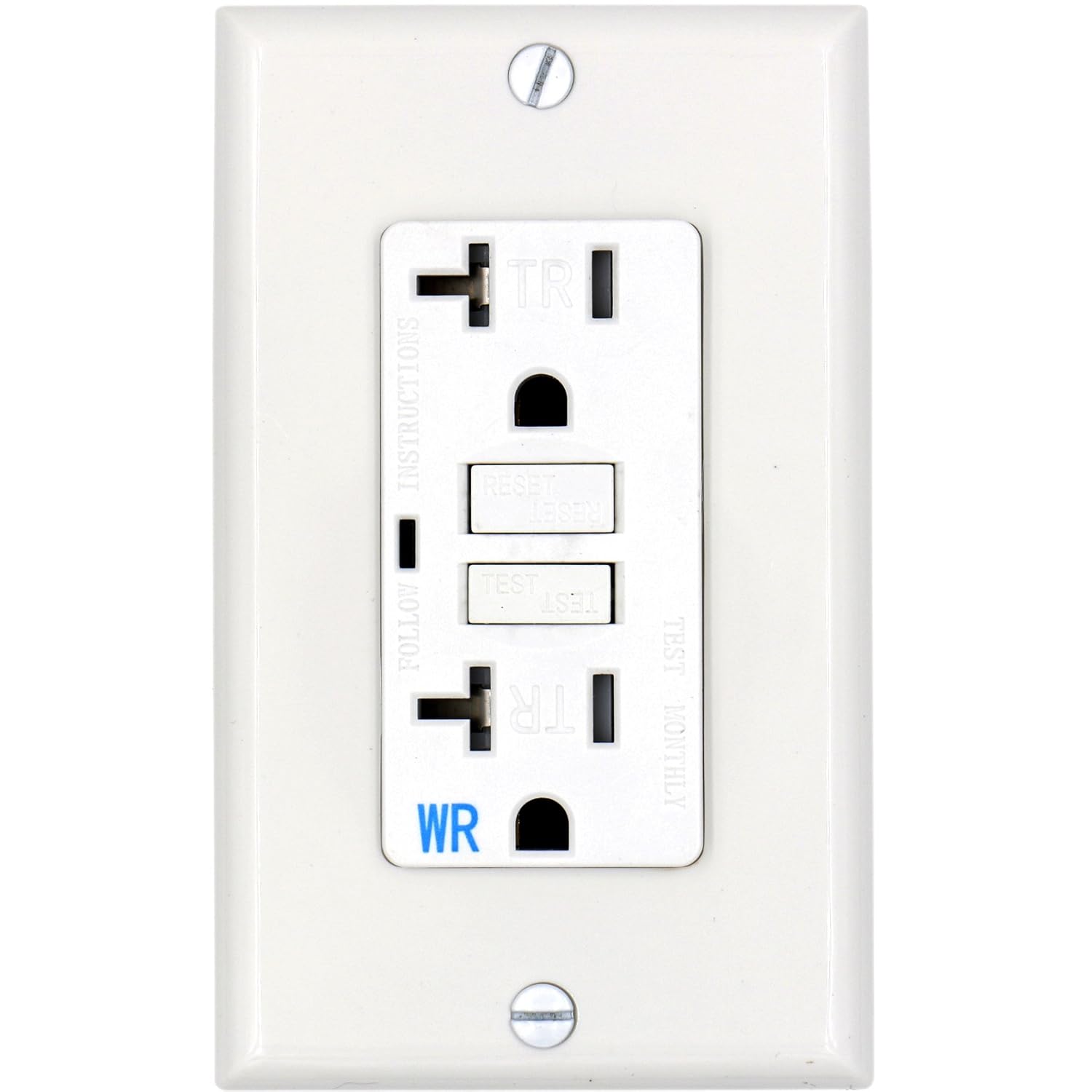 Baomain GFCI Outlet Receptacle 20Amp 120VAC 60Hz Weather-Resistant and Tamper-Resistant, LED Indicator, Ground Fault Circuit Interruptor, GFI UL&CUL Listed with Wallplate White