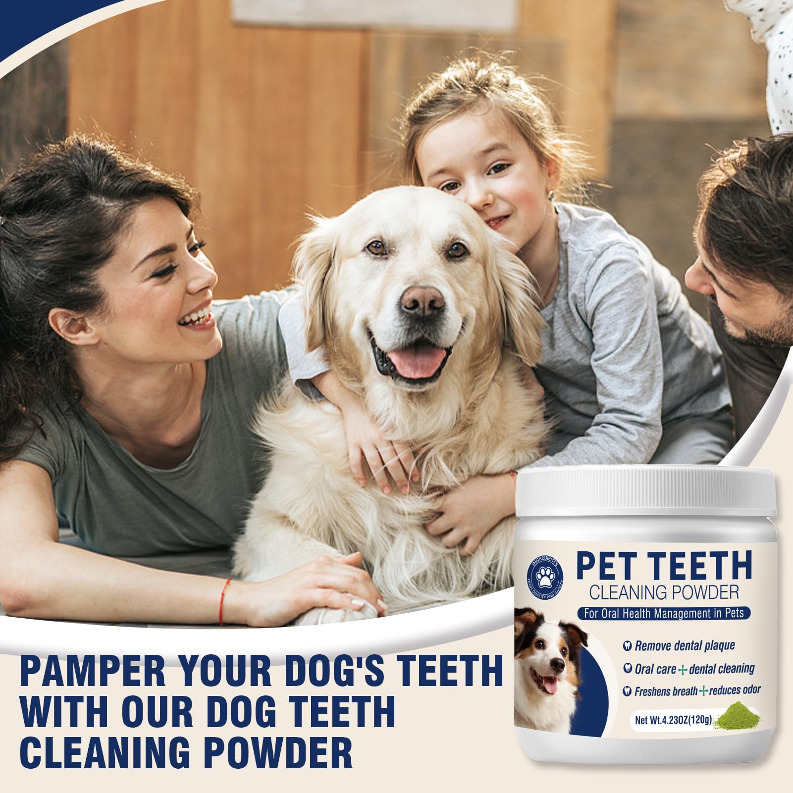 Dental Powder for Dogs Teeth Fresh Breath and Teeth Cleaning Contains Natural Ingredients and Probiotics Dental Powder Dog Tartar and Plaque Removes Tooth Cleaner for Dogs 120g (60-Day Supply) - image 7