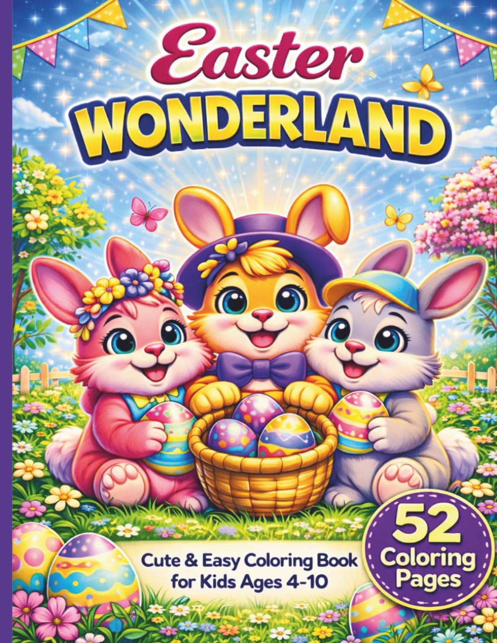 Easter Wonderland: Cute & Easy Coloring Book for Kids Ages 4-10