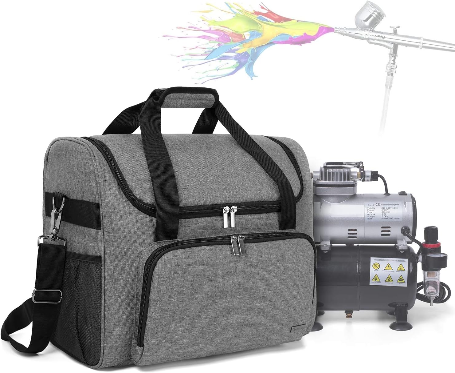 Teamoy Airbrushing System Kit Carrying Bag, Bag for Air Compressor