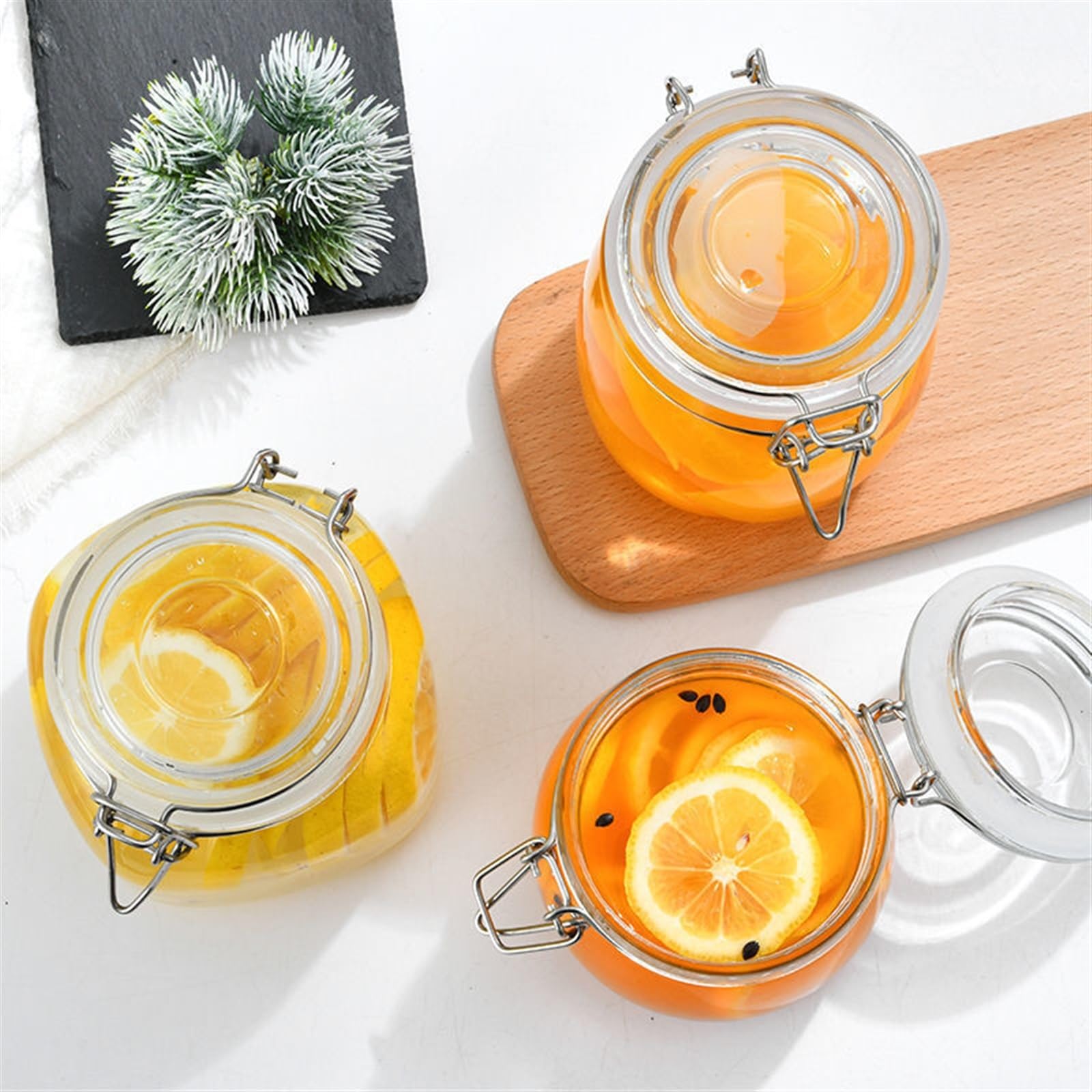 Marmeladengläser Glasflasche versiegelt Glas for Küche Lebensmittel Pickle Obst Konserven transparent Big Mouth Marmelade Flasche Vorratsglas Haushalt Einmachgläser(Square bottle-07)