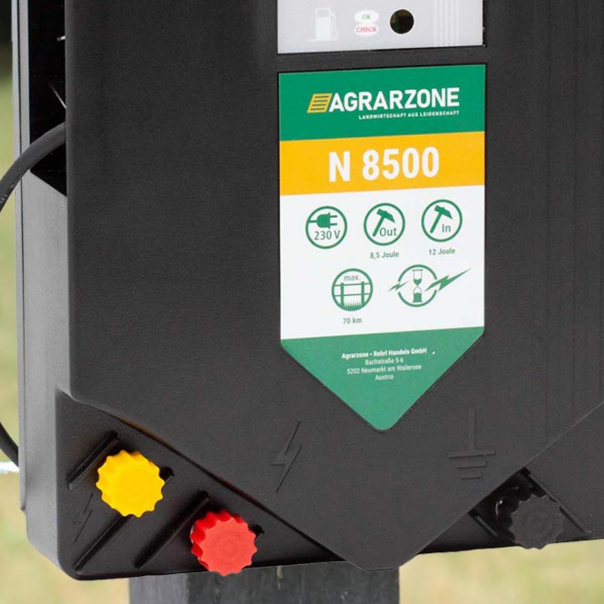 Agrarzone N8500 Weidezaungerät 230V, 12 Joule - Extra Starkes Elektrozaun Gerät 10.000V - LED-Kontrolle - Hohe Hütesicherheit für Pferde, Rinder, Schafzaun, Weidezaun