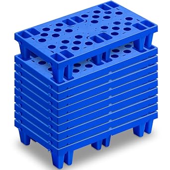 10 Pcs Plastic Pallets for Basement Storage, 19.6 x 11.8 x 3.9 Inch, Blue