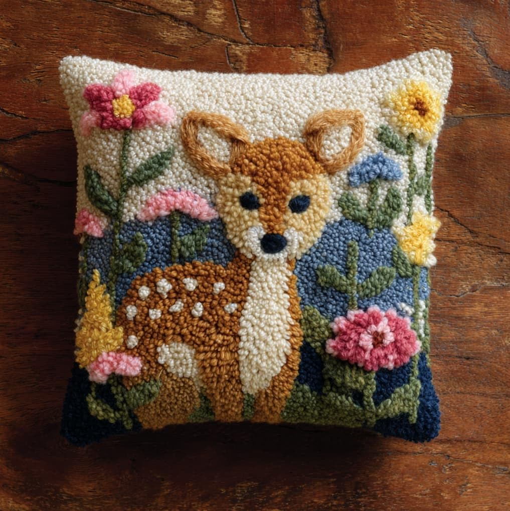 AxiangziK Latch Hook Needlecraft Pillow Kit 43x43cm,Sika Deer