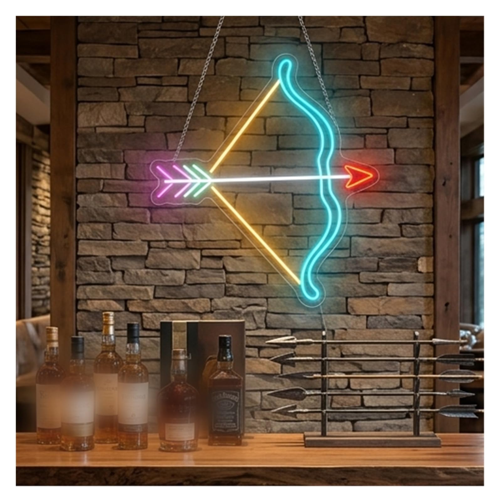 Decoración Lámparas Luz De Neón Tiro Con Arco Regulable | Decoración De Pared Target Sport Decoración Temática De Aventura 50cm/19.69in