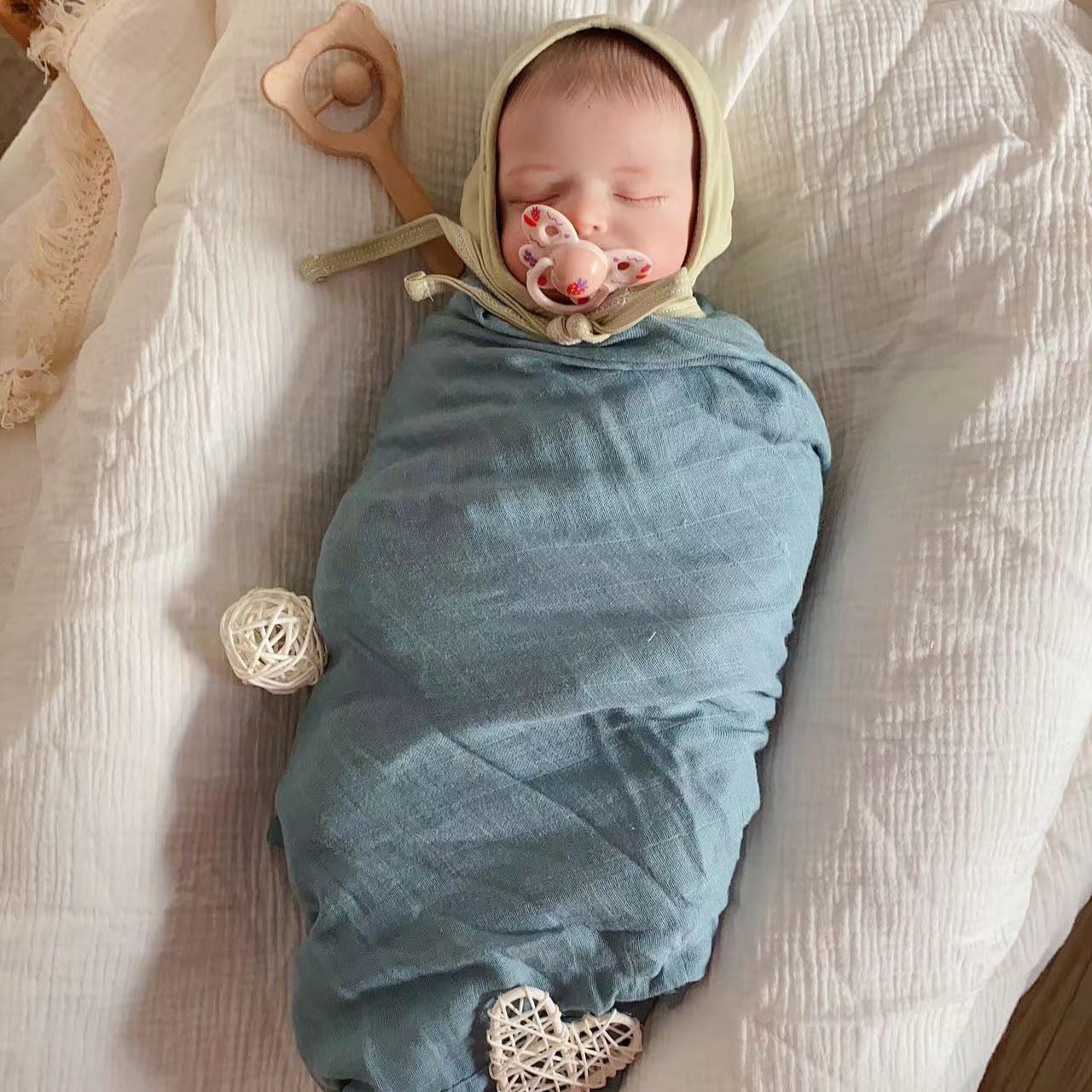 SGAVAHSG Large Muslin Cloths for Baby Boy 2-Pack 120X120cm Muslin Swaddle Wrapping Blankets Big Muslin Squares and Receiving Blanket for Newborn Infant Essentials Organic Cotton Towel - Image 2