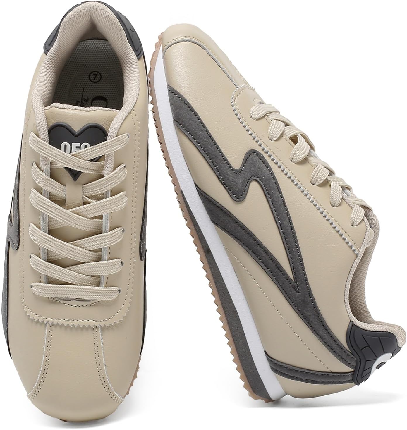 OFG Women's Genuine Leather Fashion Sneakers Classic Retro Gum Sole Shoes Casual Tennis Skate Walking Shoes Footwear Anti Slip Trainers - Image 4