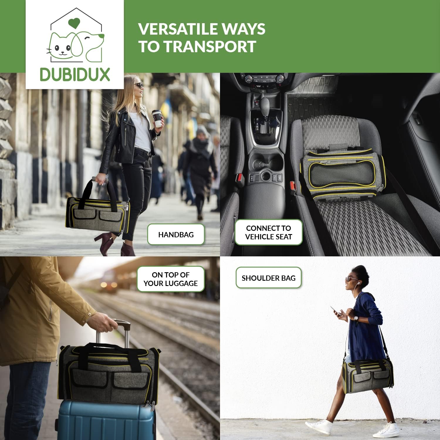 DUBIDUX Dog Carrier Airline Approved (16.5 x 7 x 9) 2 Sides Expandable Pet Carrier - Soft-Sided Dog Travel Bag with Fleece Pad & Foldable Water Bowl : Pet Supplies