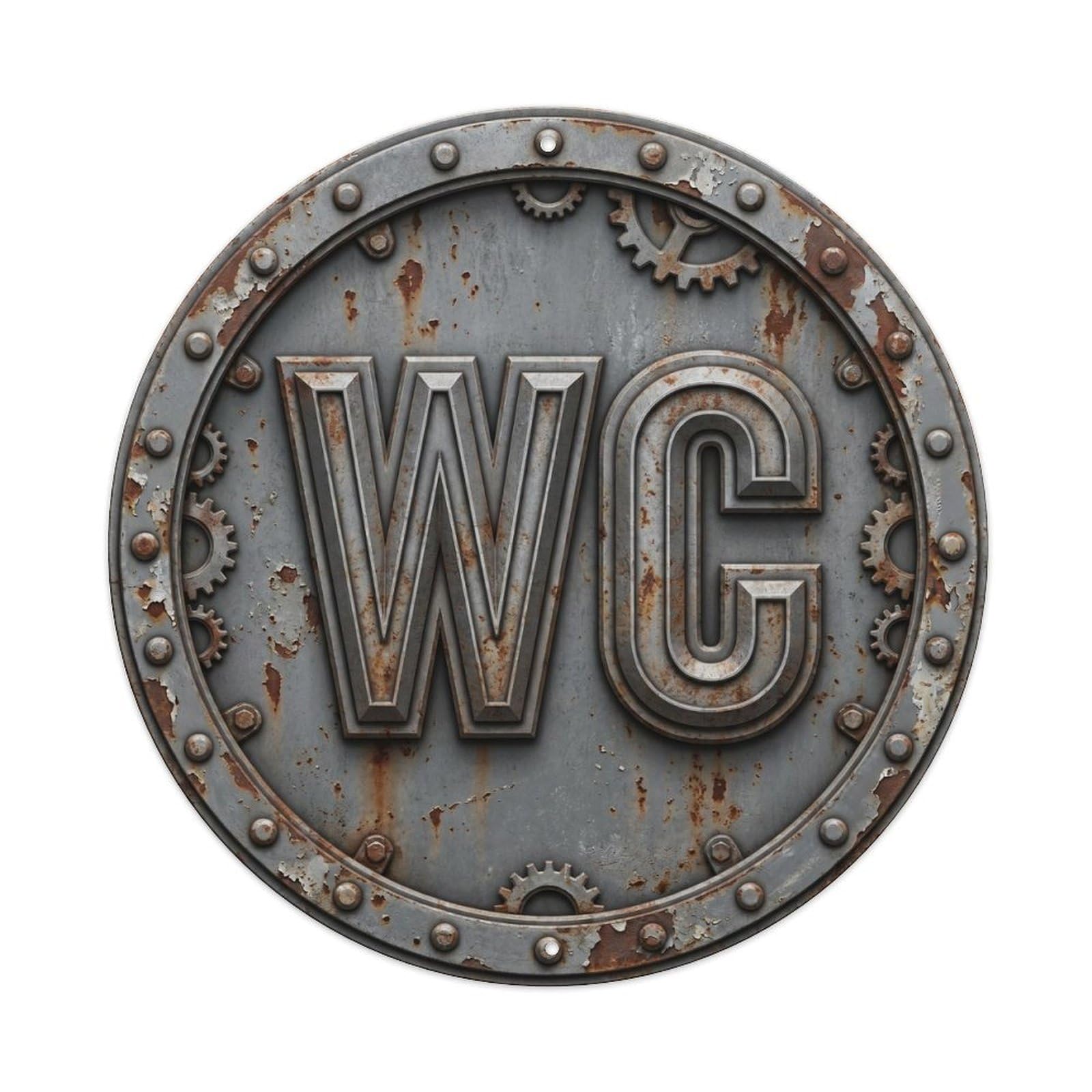 Toilet （WC） Steelworks Emblem Metal Tin Sign Plaque Wall Decor for Cafe, Club Bar, Office, Home Garden Round Metal Poster 8x8Inch