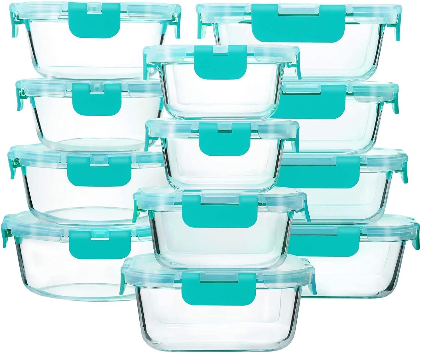 24-Piece Glass Food Storage Containers with Locking Lids,Glass Meal Prep Containers Set - Airtight Lunch Containers, Microwave, Oven, Freezer and Dishwasher - Thumbnail 3
