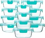 M MCIRCO 24-Piece Glass Food Storage Containers with Snap Locking Lids,Glass Meal Prep Containers Set - Airtight Lunch Containers, Microwave, Oven, Freezer and Dishwasher