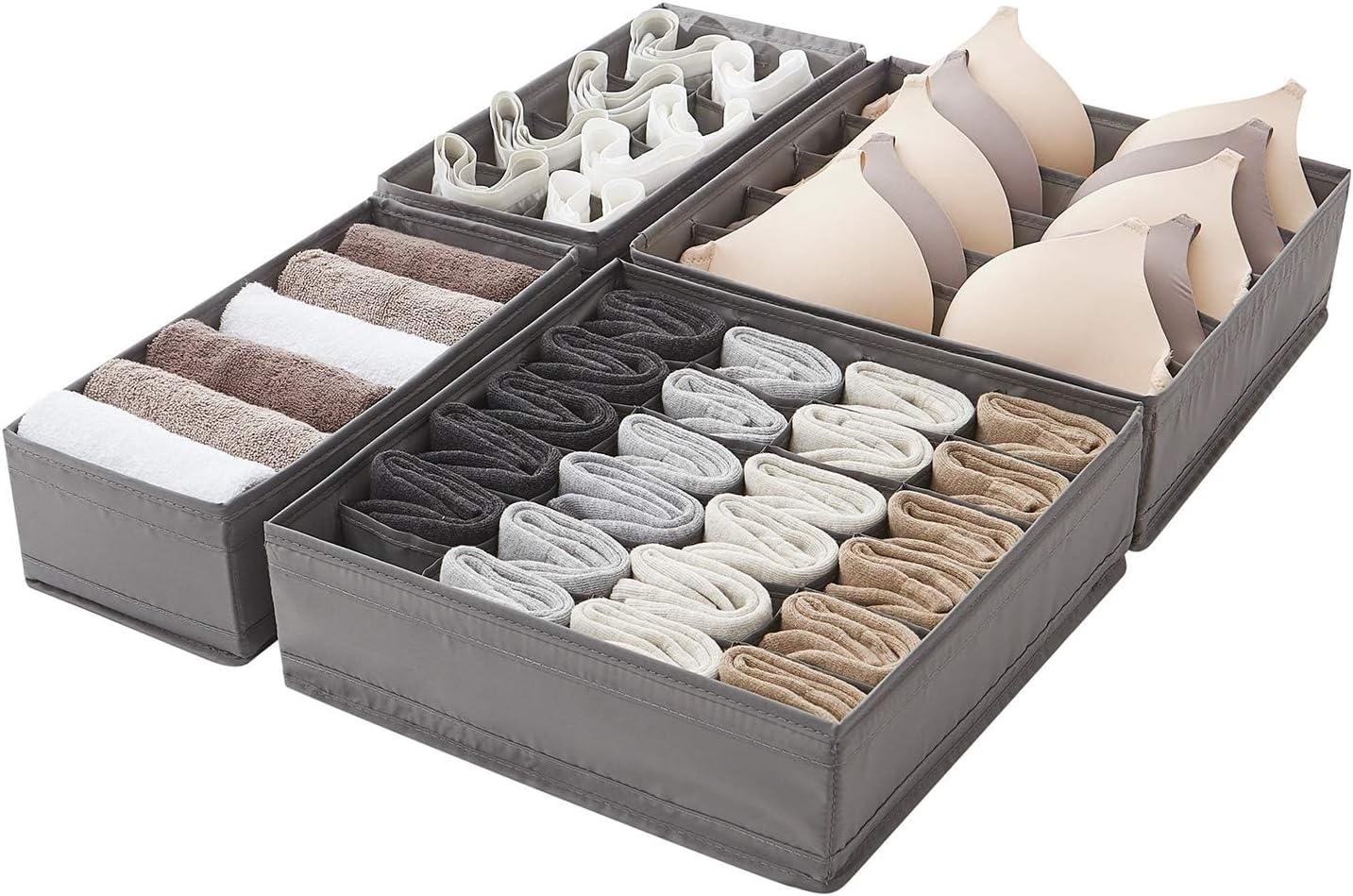 Sock Drawer Organizer Dividers 45 Cell, 4 Pack Underwear Drawer