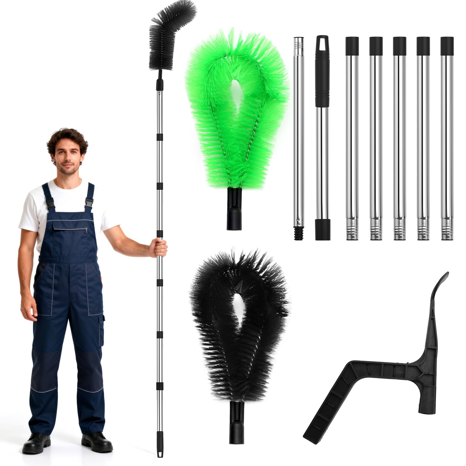 Outils de Nettoyage Télescopiques de Gouttière, 390cm Brosse de Nettoyage de Gouttière, Nettoyage Gouttiere Toit