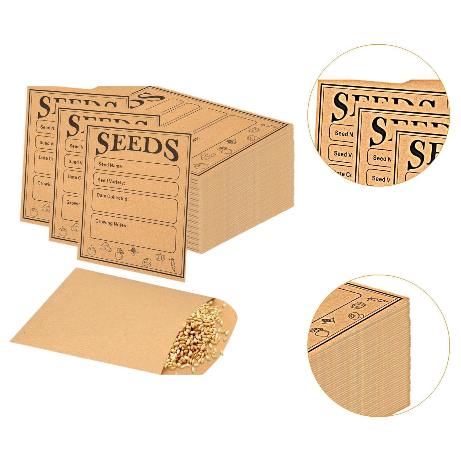 Samenumschläge Aus Lederpapier mit Verschluss, Briefumschläge, Kraftpapier, für Saatgut Pflanzen Und Kleine Gegenstände für Aufbewahrung Und Organisation, Ohne Bindemittel
