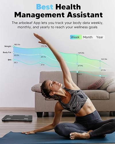 Miniatura 8 de Báscula - bluetooth báscula inteligente de grasa bmi báscula de peso digital inalámbrica con aplicación ios y android usuarios ilimitados Negro,