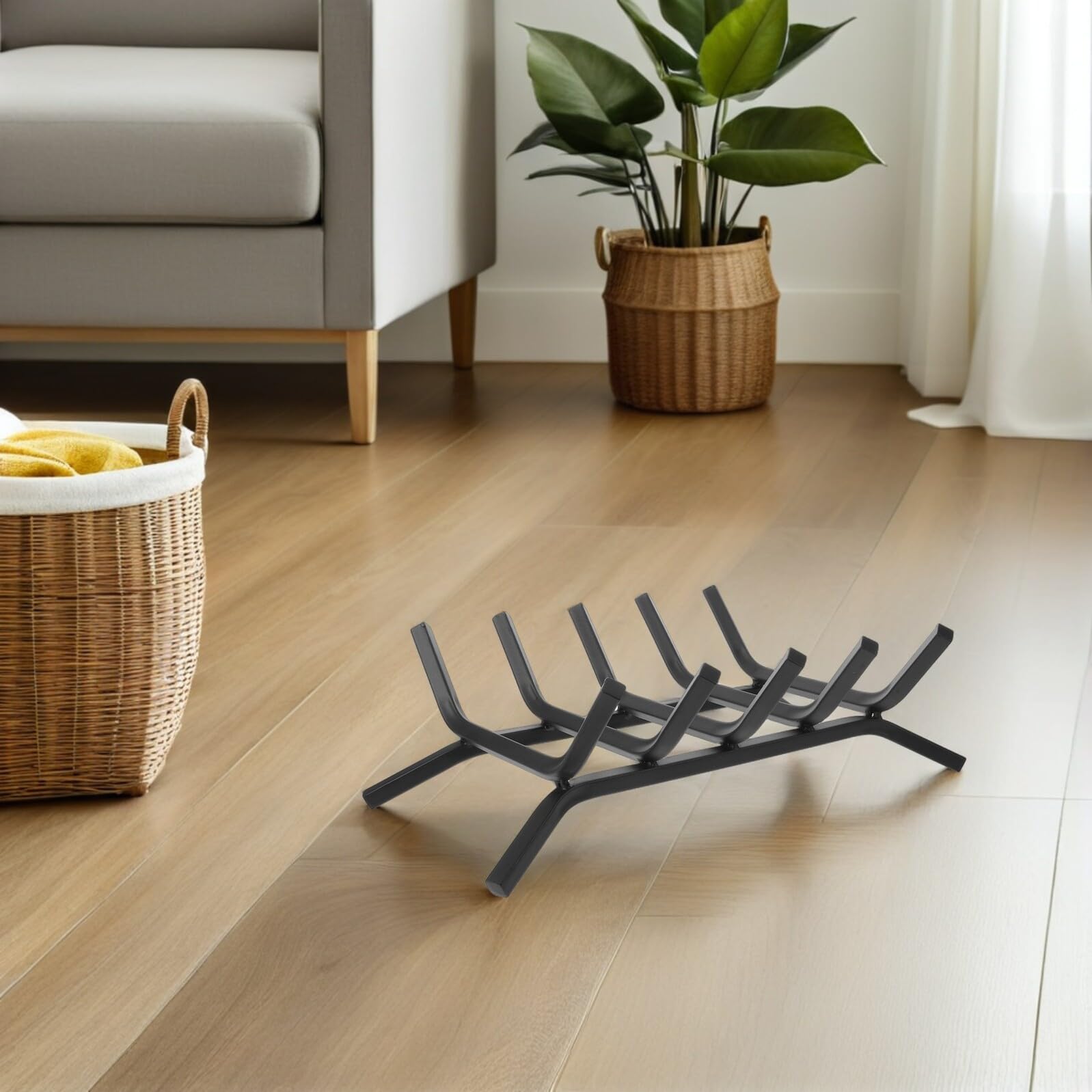 NUOBESTY Portalegna con in Metallo Nero Resistente Struttura Robusta e Facile, Design e Minimalista per a Termocamino e Caminetti