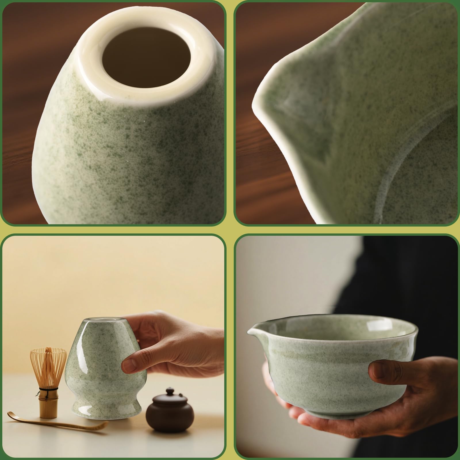 Matcha Kit Set da tè giapponese 5 pezzi ciotola tradizionale frusta paletta colino polvere