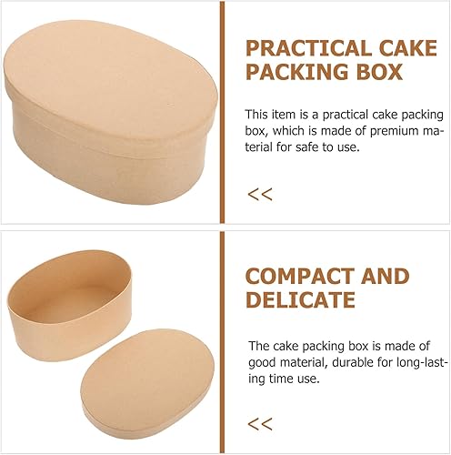 Miniatura 3 de Hemoton 3 cajas de regalo de papel kraft con tapas, cajas de regalo de fiesta de forma ovalada, cajas de golosinas, cajas de postre, cajas de