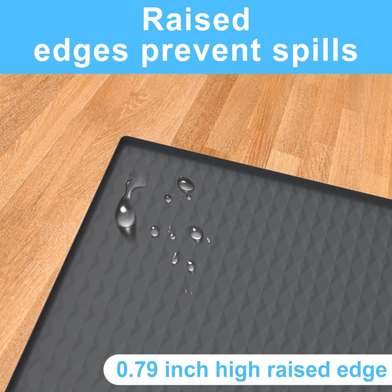 Silicone Fridge Mat with Raised Edges 23.6" x 23.6" Soft Under Refrigerator Mat Washable Floor Protector Under Washer Dryer Mat Mini