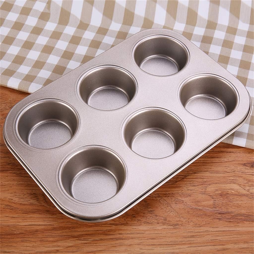 Bakeware, 6 Holes Round Muffin Cakes Egg Tart Pudding Baking Dish Oven Home Not Sticky Easy Release