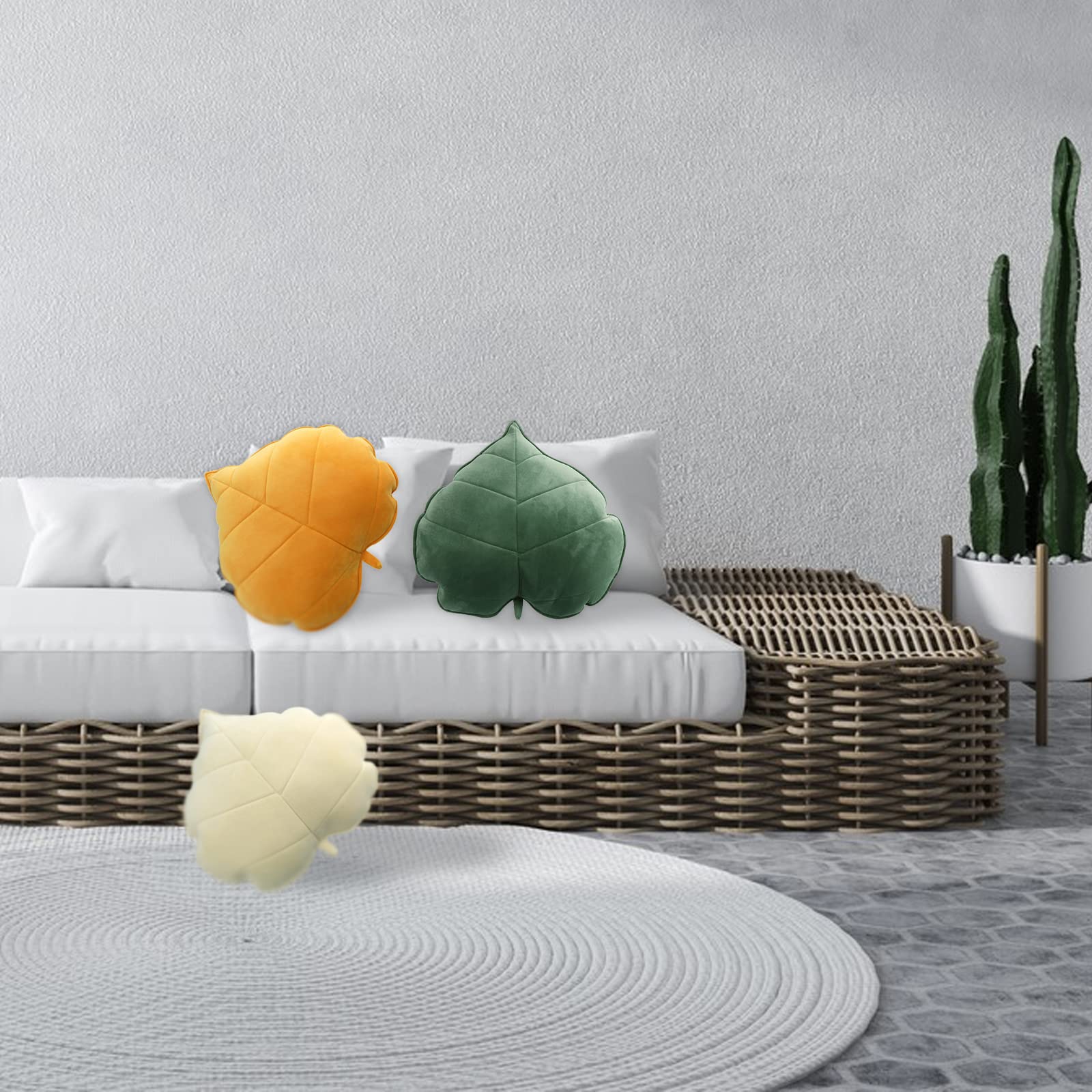 Cojín Con Forma De Hoja De Higuera, Cojín Con Hoja Variegada De Ficus, Cojín De Terciopelo, Cojín Con Estampado De Hoja, Diseño De Interiores Tropical - España
