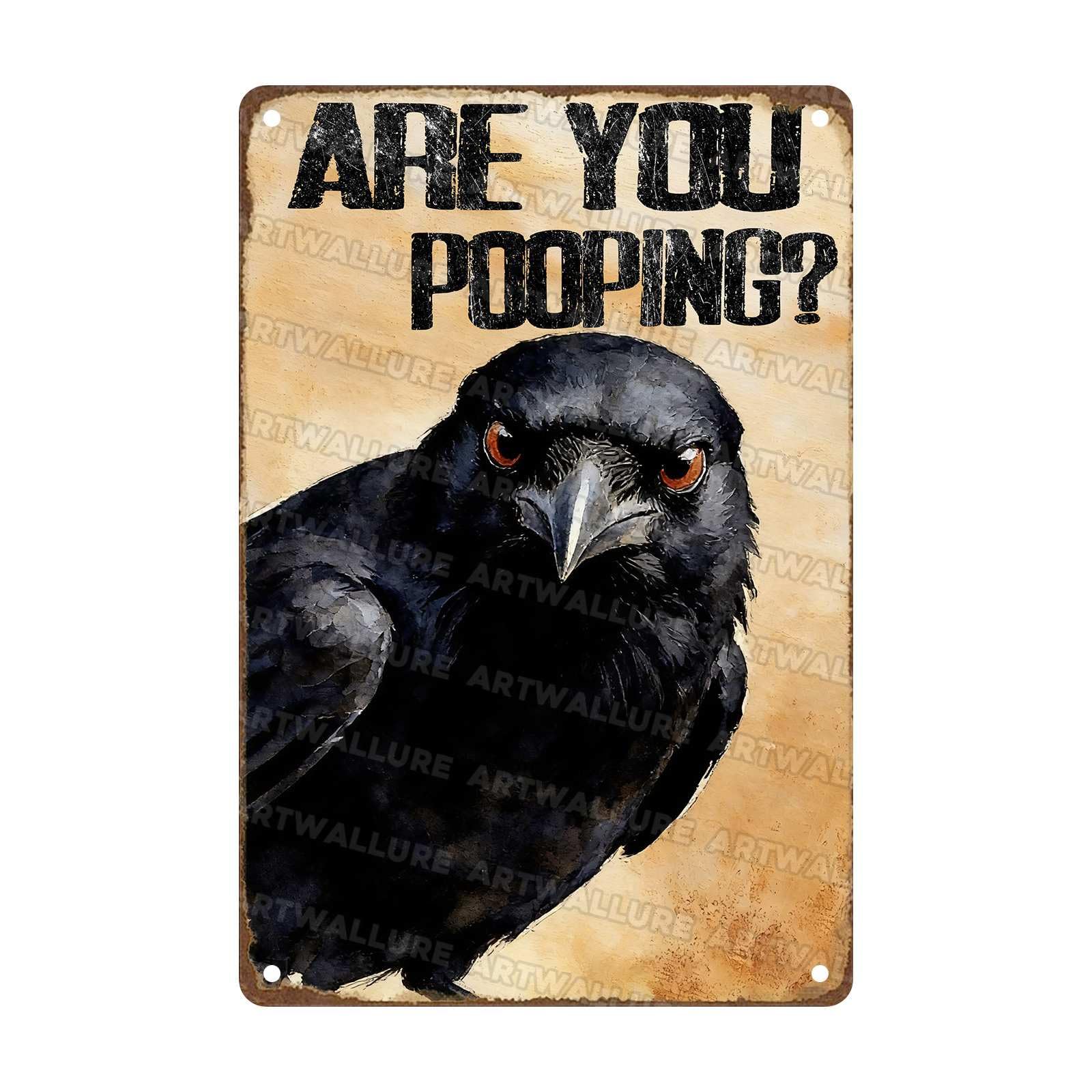 Are You Pooping Metal Sign Funny Crow Wall Decor for Home Bathroom Poster Restroom Toilet Washroom 8x12Inch