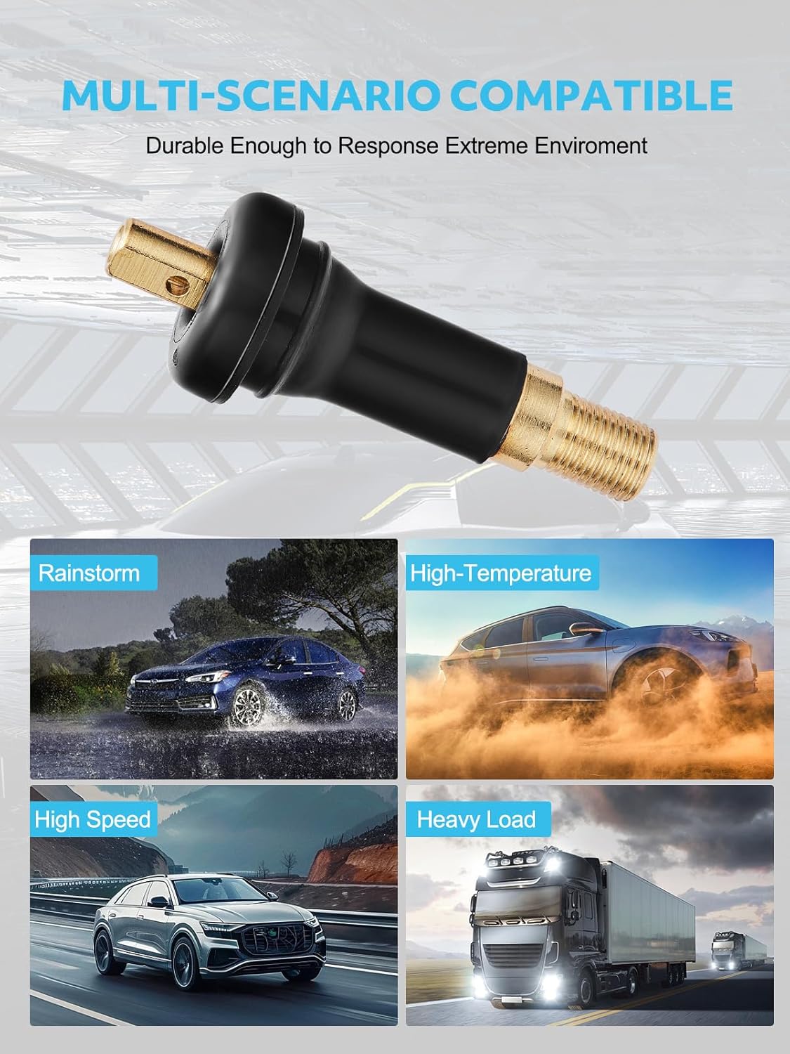 50 Pcs TPMS 20008 Rubber Snap-in Tire Valve Stems Compatible with Chevy GMC Buick Ford Cadillac Pontiac Lincoln Subaru etc.