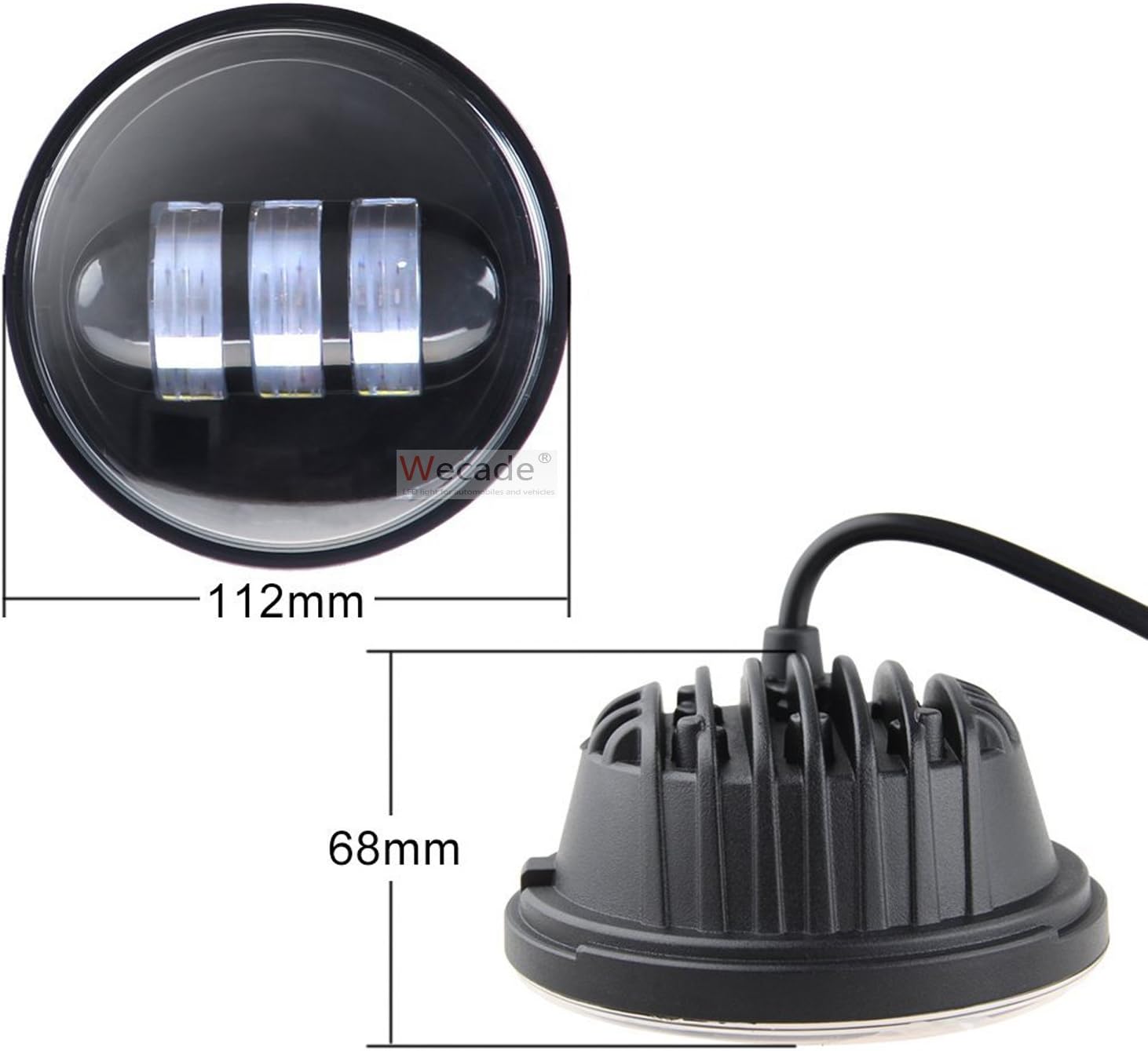4-1/2" 4.5inch LED Passing Light Fog Lamps Auxiliary Light Bulb Motorcycle Projector Spot Driving Lamp Headlight (Black)